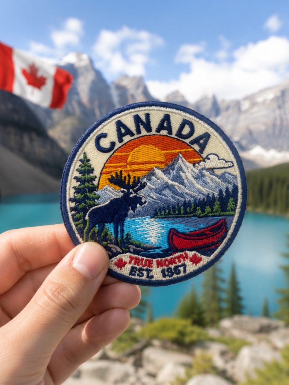 Canada Patch 3" Iron On Embroidered Niagara Falls Maple Leaf Badge